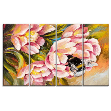 "Bee Sitting on Flower" Floral Canvas Artwork