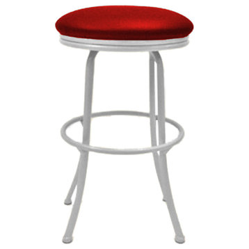 Peyton Fire Red 26inch Counter Height White Frame Swivel Bar Stool