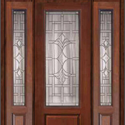 Prehung Sidelights-Transom Door 96 Fiberglass Marsala 3/4 Lite - Front Doors