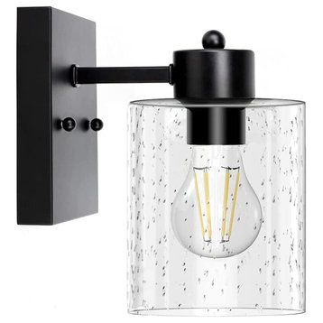 Black Black Bathroom Vanity Light Bubbled Glass Wall Light Fixtures