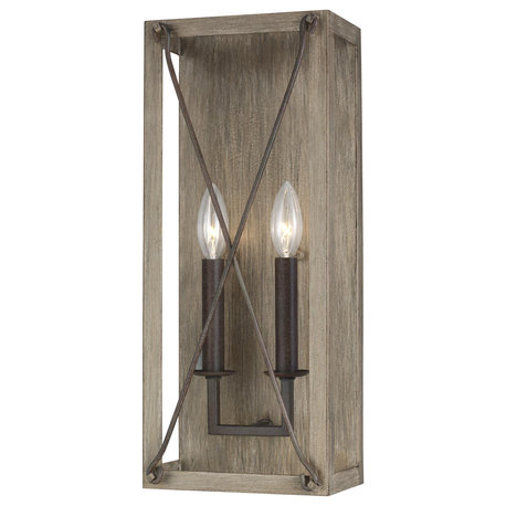2-Light Wall/Bath Sconce, Washed Pine