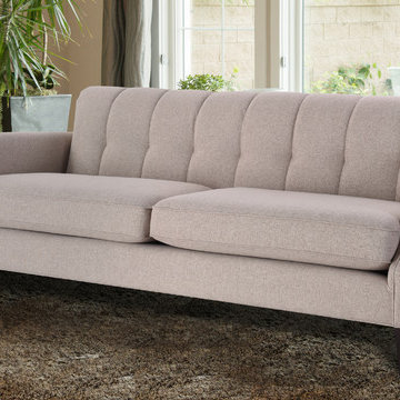 Giotto Channel Tufted Roll Arm Sofa, Taupe