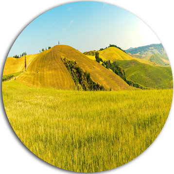 Tuscany Wheat Field On Sunny Day, Landscape Round Wall Art, 11"
