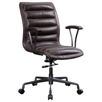 Office Chair, Swivel Design With Adjustable Height & Padded Arms, Chocolate
