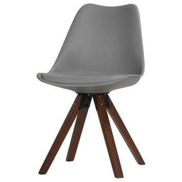 Cortesi Home Troy Walnut/Gray Plastic Dining Chairs, Set of 4
