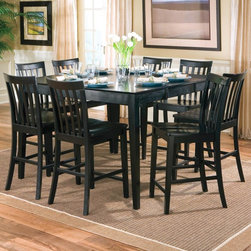 Coaster Pines 9-Piece Leaf Counter Height Dining Set in Black Finish - Kitchen And Dining Furniture