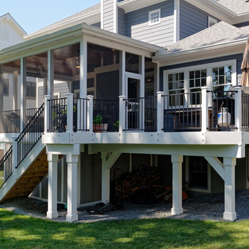 Warm, Relaxing Tray Ceiling Screened Porch + Timbertech Deck in Arlington, VA