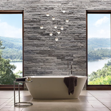 Modern Bathroom Stone Wall