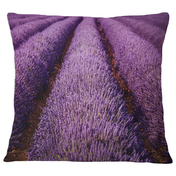 Endless Rows of Lavender Field Landscape Wall Throw Pillow, 16"x16"