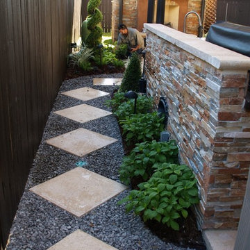 Limestone walkways with stepping stones