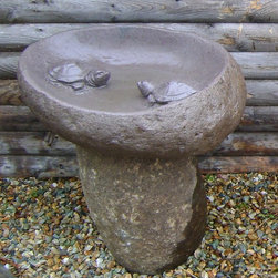 2 Turtle Natural Stone Birdbath - Bird Baths