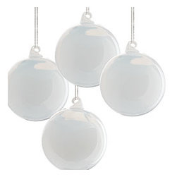 Milk Glass Globes - Large White - Set of 4 - New - Christmas Ornaments