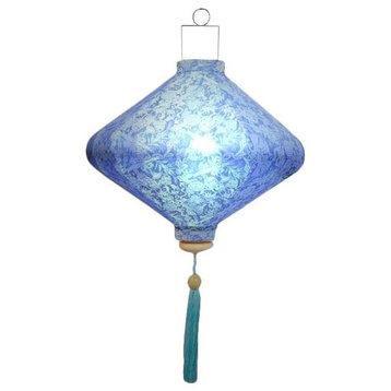 Silk Lantern Vietnamese Diamond Lamp, Sky Blue, 31", No Lighting Kit