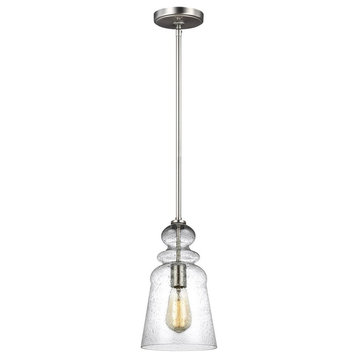 12.75 Inch 8W 1 LED Pendant-Brushed Nickel Finish-Incandescent Lamping Type