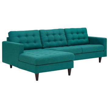 Empress Left-Facing Upholstered Fabric Sectional Sofa, Teal