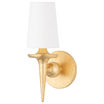 Hudson Valley Torch 1 Light Wall Sconce, Gold Leaf