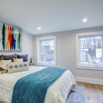 Basement remodel with bedroom space, closet space, living area, Irving
