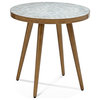 Maklaine Modern / Contemporary Marble Round End Table in White