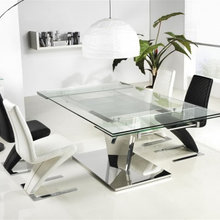 Modern Contemporary Extendable Stainless Steel Dining Table