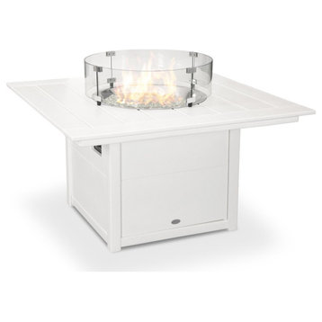 Polywood Square 42" Fire Pit Table, White