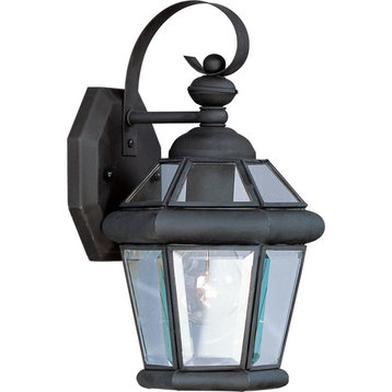 Georgetown Outdoor Wall Lantern - Black, Clear Flat Glass, 1