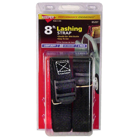 Keeper® 85207 Double Bar Buckle Lashing Strap, 8' x 1", 2-Pack