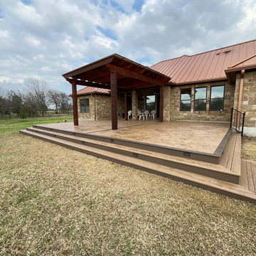 Cedar pergola and composite deck with lighting