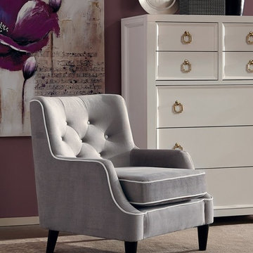 Donny Osmond Home Accent Chair in Grey with White Trim