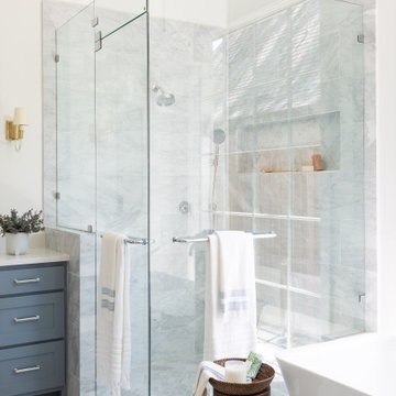 Bathroom Remodel Dallas – Glass Shower & Marble Tile Design | Lark Interiors