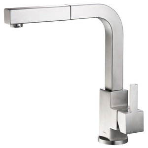 Square Modern Polished Stainless Steel Kitchen Faucet