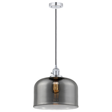 Bell Mini Pendant With Switch, Polished Chrome, Plated Smoke