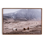 Four Hands - Wild Horses - Wild horses roam in this beautiful Iceland-shot photograph. Image printed on watercolor paper with walnut framing. Handmade in Austin, Texas.