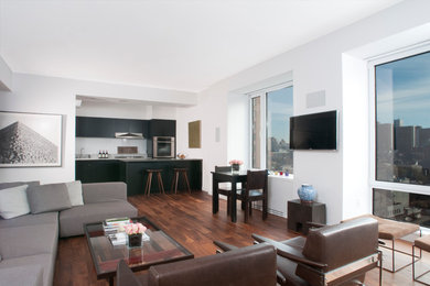 Trendy living room photo in New York