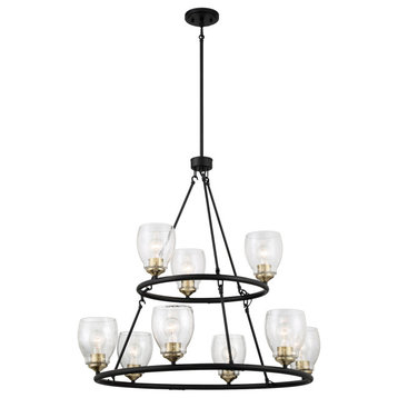 Minka Lavery 2439 Winsley 9 Light 34"W Vantage Two-Tier Ring - Coal / Stained