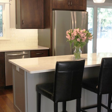 Bettendorf, IA- Kitchen in Dark Mocha Cabinetry With Painted Gray Accent Island