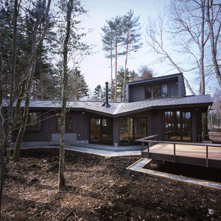 他の地域の北欧スタイルのおしゃれな家の外観 (黒い外壁) の写真