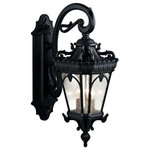 Kichler Lighting - Kichler Lighting 9358BKT Tournai, Three Light Outdoor Wall Mount, Black - With its heavy textures, dark tones, and fine atteTournai Three Light  Textured Black Clear *UL: Suitable for wet locations Energy Star Qualified: n/a ADA Certified: n/a  *Number of Lights: 3-*Wattage:60w B10 bulb(s) *Bulb Included:No *Bulb Type:B10 *Finish Type:Textured Black