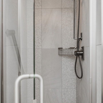 Guest Bath Shower with Large-Format Tile