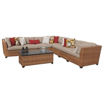 TK Classics Laguna 8-Piece Wicker Patio Sectional Set in Tan and Brown
