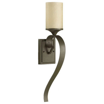Atwood 1-Light Wall Sconce 24"h, Oiled Bronze, Amber Scavo Glass Shade