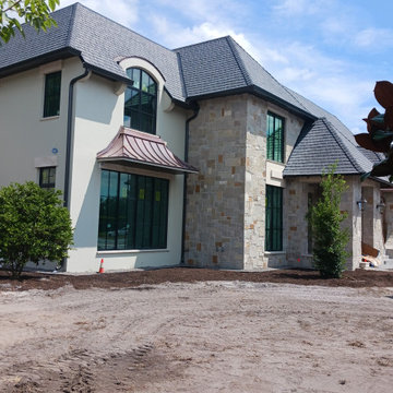 Half Round Copper Gutters w/ Round Copper Downspouts