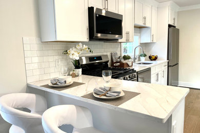 Kitchen - mid-century modern kitchen idea in New York