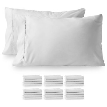 Bare Home Microfiber Pillowcases - Multi-Pack, White, Standard, Set of 24