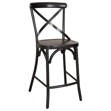 Vintage Series Metal X Back Counter Chair - Black