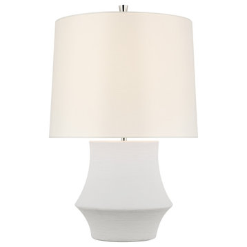 Lakmos Small Table Lamp in Plaster White with Linen Shade