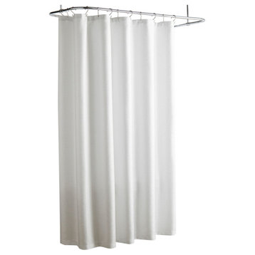 Freda Metallic Buttonhole Top Shower Curtain, White, 70 x 72"