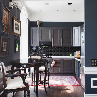 L Shaped Kitchen With Black Cabinets traditional open concept kitchen remodeling inspiration for a timeless l shaped dark wood floor