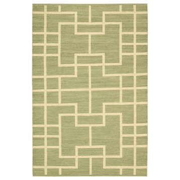 Barclay Butera Lifestyle Maze Maz02 Geometric Rug, Lemon Grass, 5'3"x7'5"