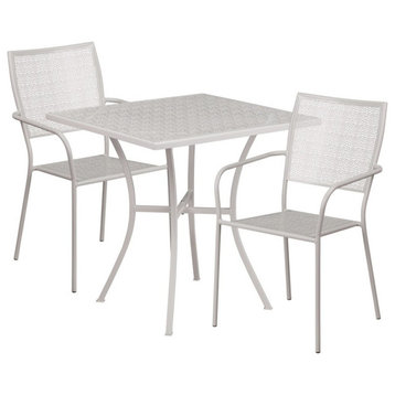 28" Square Light Gray Indoor/Outdoor Steel Patio Table Set