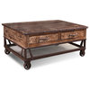 Addison Loft Rustic Solid Wood Coffee Table on Casters